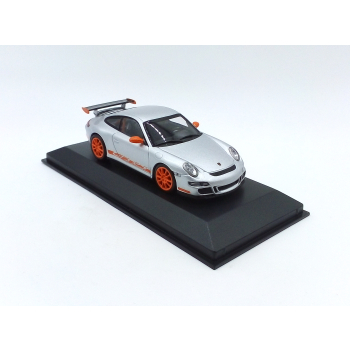 Porsche 911 (997.1) GT3 RS 2006 silver / orange decor - skala 1:43 - Minichamps